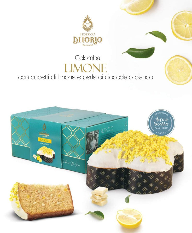 COLOMBA ARTIGIANALE LIMONE CON CUBETTI DI LIMONE E PERLE DI CIOCCOLATO BIANCO 1 kg