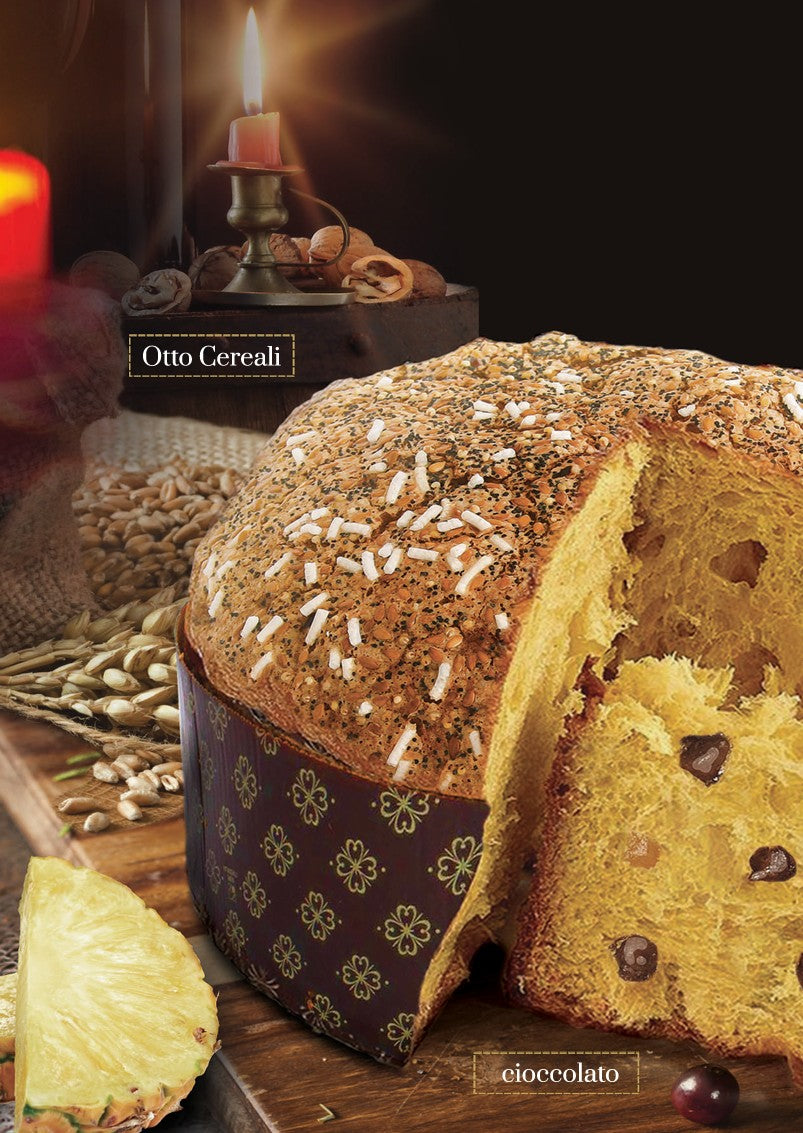 PANETTONE ARTIGIANALE 8 CEREALI CON ANANAS E CIOCCOLATO FONDENTE