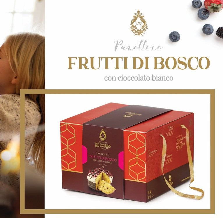 PANETTONE ARTIGIANALE CON FRUTTI DI BOSCO E CIOCCOLATO BIANCO 1 kg