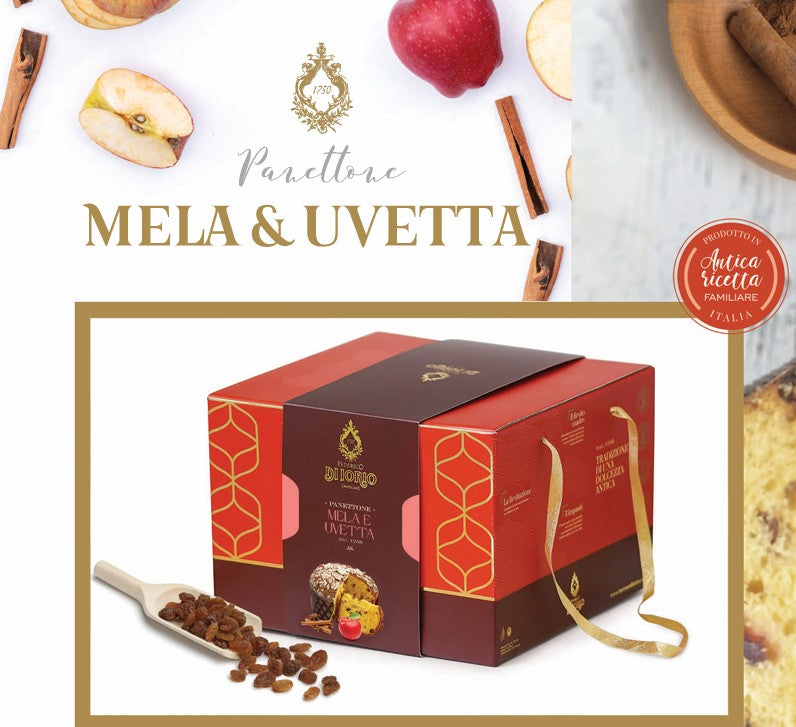 PANETTONE ARTIGIANALE MELA UVETTA E CANNELLA 1 KG